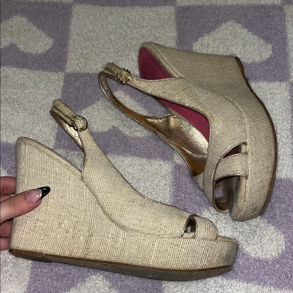 Lilly Pulitzer Beige Wedge Sandals